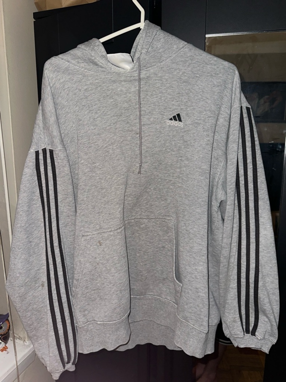 Adidas Vintage Gray Hoodie Oversized Cropped